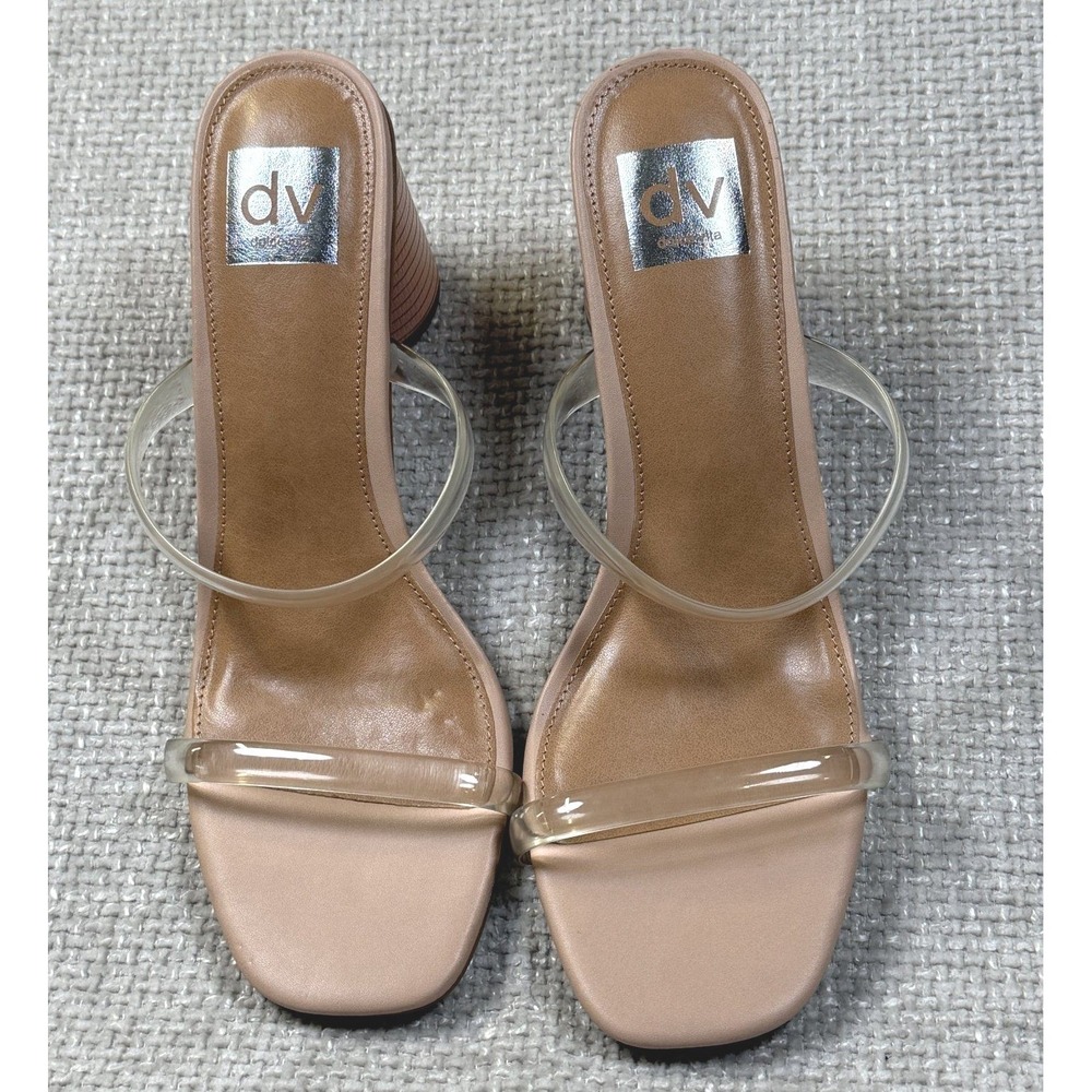 DV Dolce Vita Merrick Clear Strap Block Heel Sandals Womens 9 Blush Nude NWOB